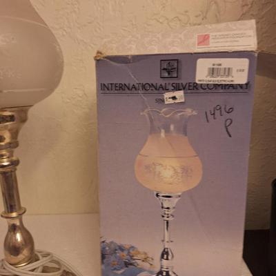 brass and glass lamp