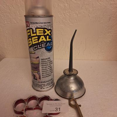 flex seal can, oil can and metal knuckles