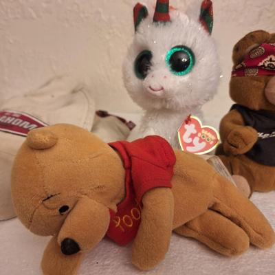 pluch bundle with unicorn, biker bear and winnie the pooh