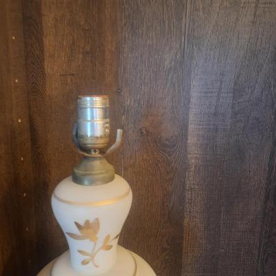 vintage west german white satin glass lamp- NEEDS new cord
