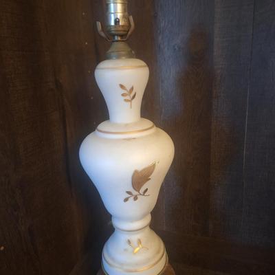 vintage west german white satin glass lamp- NEEDS new cord