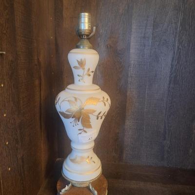 vintage west german white satin glass lamp- NEEDS new cord