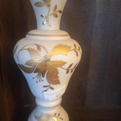 vintage west german white satin glass lamp- NEEDS new cord