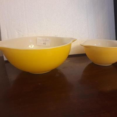 2 yellow pyrex cinderella mixing bowls see all photos