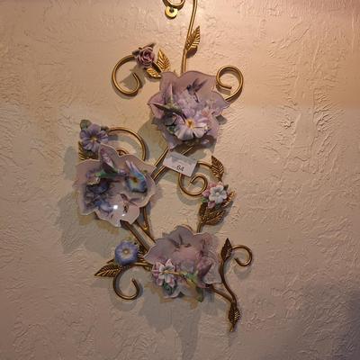 Lena Liu's blossoms of tranquility plates and wall hanger with hummingbirds