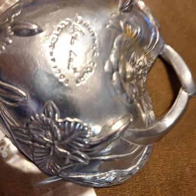 pewter rabbit heart shaped dish