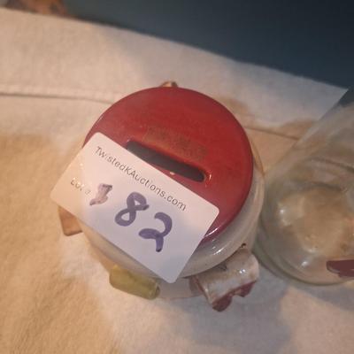 OU sooners money jar and drinking glass