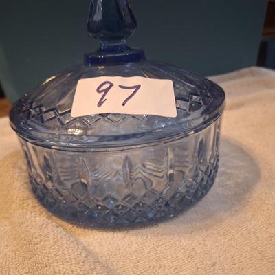 blue glass candy dish