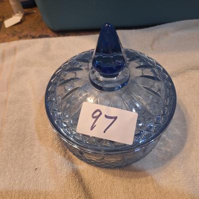 blue glass candy dish
