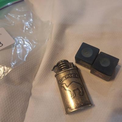 camel lighter and pool cue chalks- also from camel