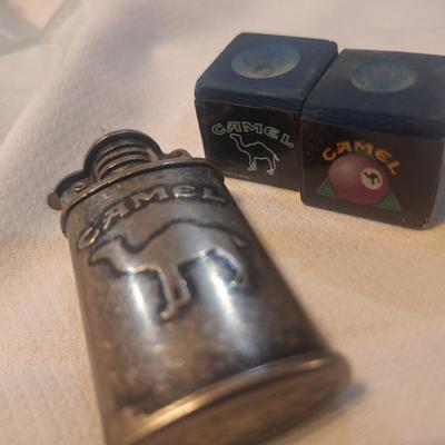 camel lighter and pool cue chalks- also from camel
