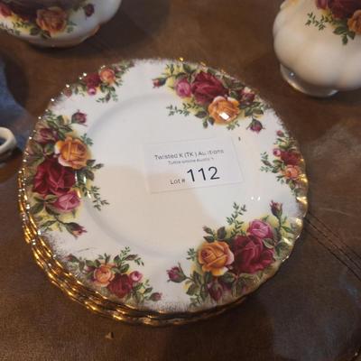 royal albert bone china plates and other- nightlight has a chip on the pink rose, see all photos