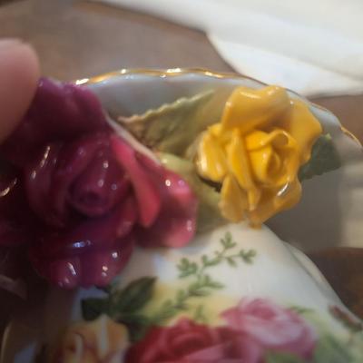 royal albert bone china plates and other- nightlight has a chip on the pink rose, see all photos