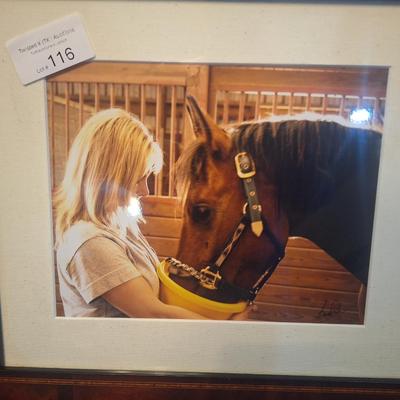 signed photo of woman an horse