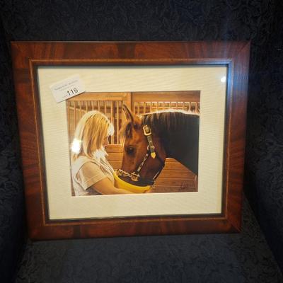 signed photo of woman an horse