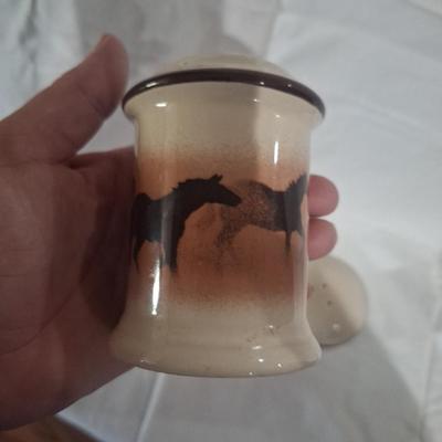 Western scene salt and pepper shaers with horse and horseman
