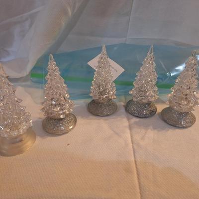 acrylic Christmas trees with color changing LED lights.
