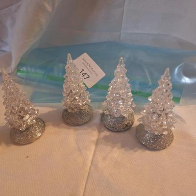 acrylic Christmas trees with color changing LED lights.