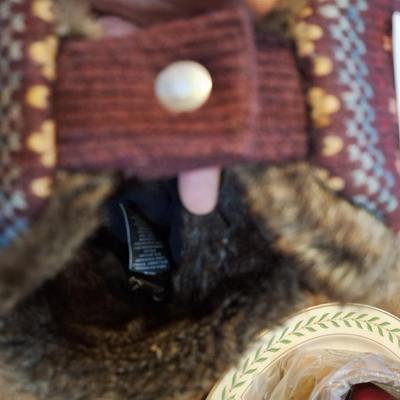 Colorful winter hat with chin strap