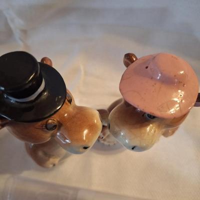 walking Hippo salt and pepper shakers- holding hands