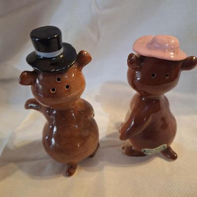 walking Hippo salt and pepper shakers- holding hands