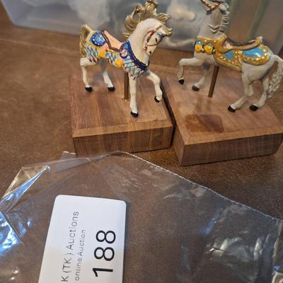 two miniature carousel horses