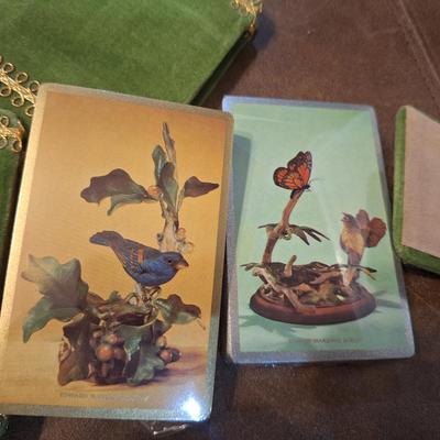 vintage playing cards in felt case- new old stock cards unopened