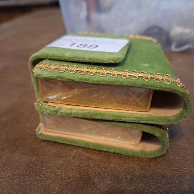 vintage playing cards in felt case- new old stock cards unopened