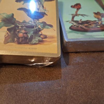 vintage playing cards in felt case- new old stock cards unopened