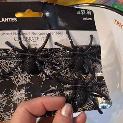 Halloween bundle, candy dish, spiders and carving tools with booklet