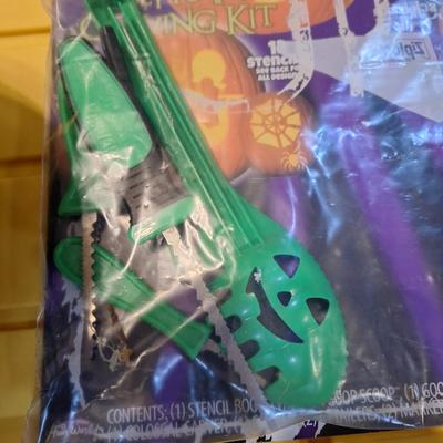 Halloween bundle, candy dish, spiders and carving tools with booklet