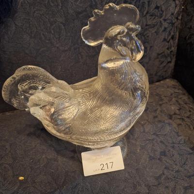 clear glass rooster