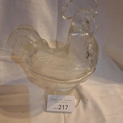 clear glass rooster