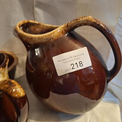 vintage pottery, the pitcher is Roseville other two are marked USA