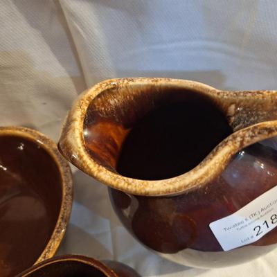 vintage pottery, the pitcher is Roseville other two are marked USA