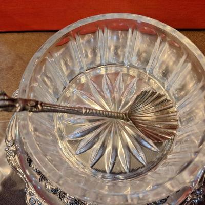 glass and silverplate sugar bowl
