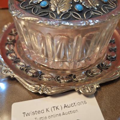 glass and silverplate sugar bowl