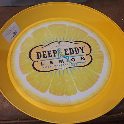 plastic serving tray with Deep Eddy lemon vodka logo