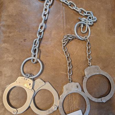 handcuffs and leg cufs with chain, NO keys