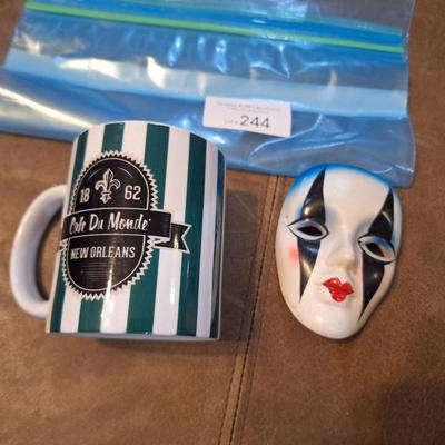 café du monde coffee mug and ceramic wall mask