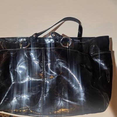 black patent coach handbag purse