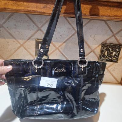 black patent coach handbag purse