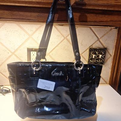black patent coach handbag purse