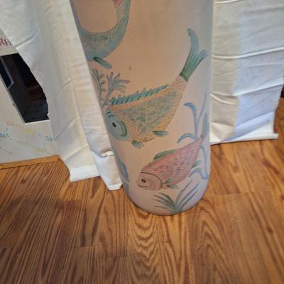 large vase with painted fish