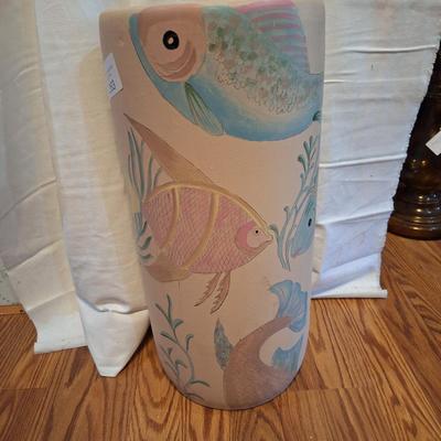 large vase with painted fish