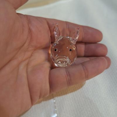 crystal glass flying big with pink wings- miniature