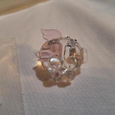 crystal glass flying big with pink wings- miniature