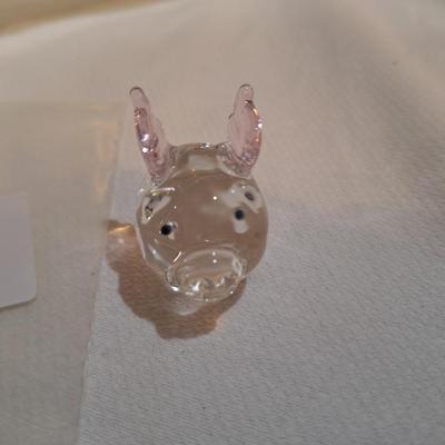 crystal glass flying big with pink wings- miniature