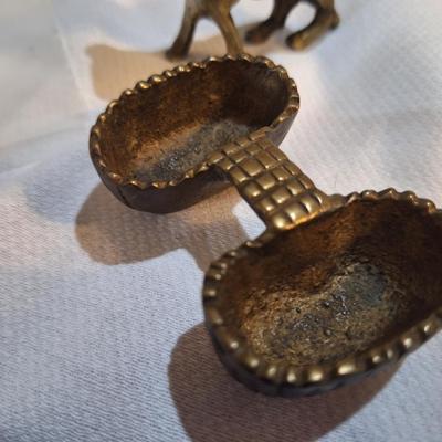 small brass donkey with baskets