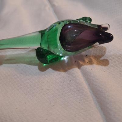 blown glass purple rose